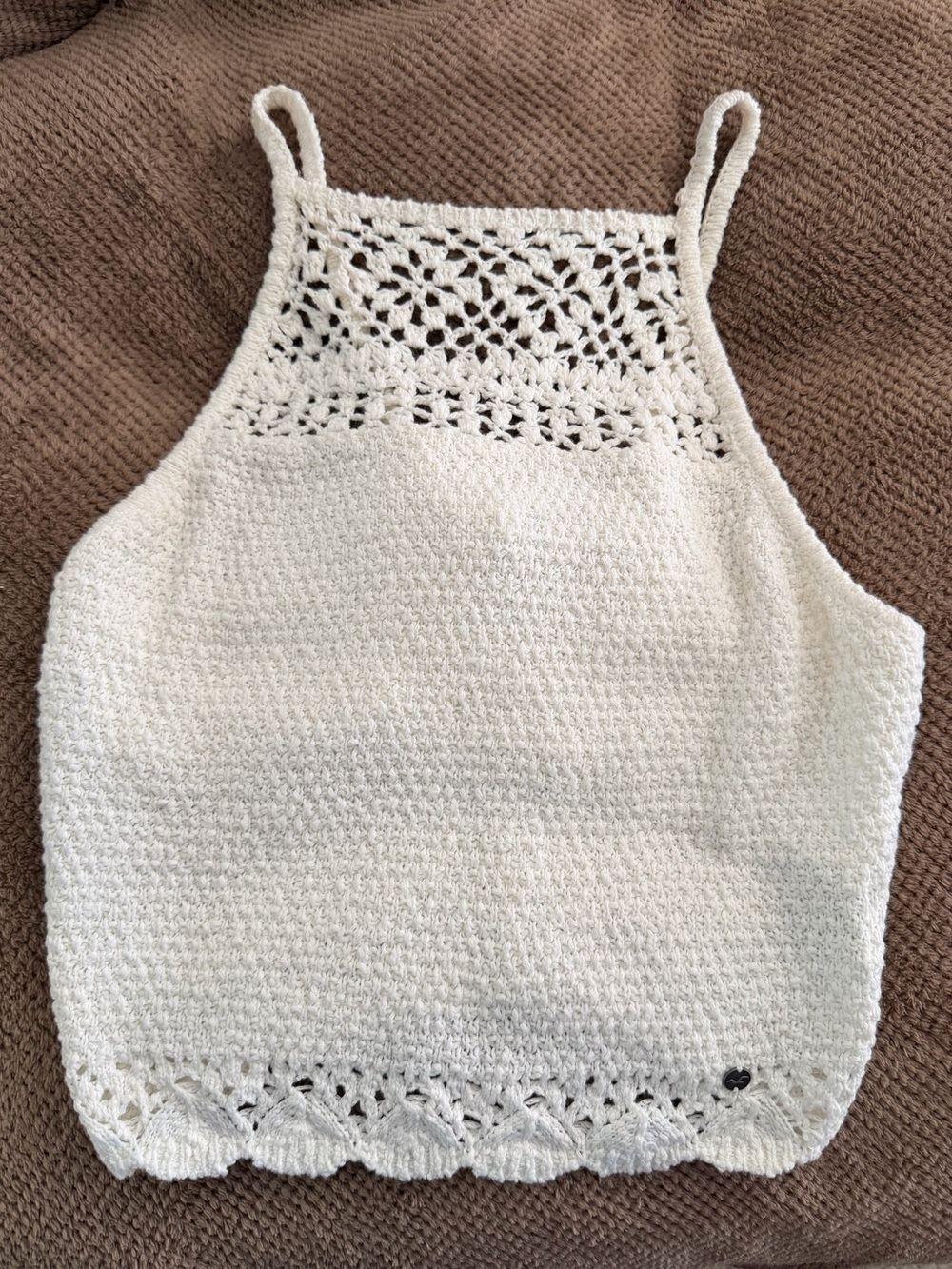 Hollister Cream Crochet Halter Tank Top - Size Medium